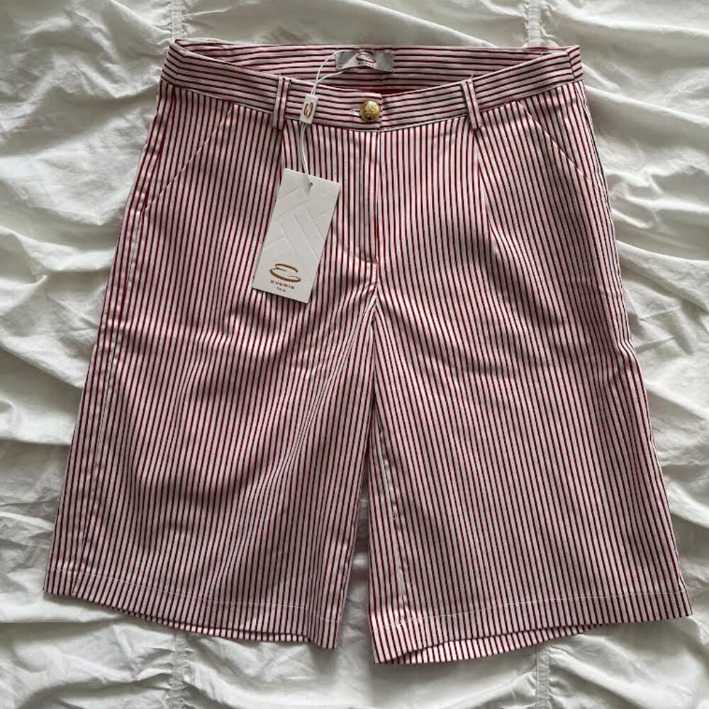 Everis Red and White Striped Tailored Bermuda Shorts